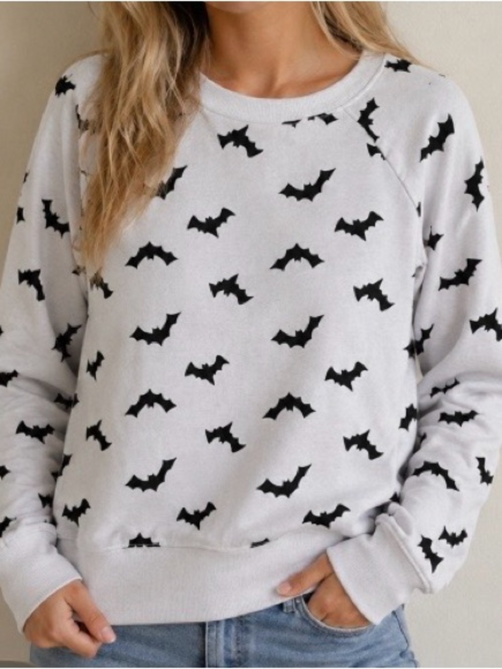 Grayson Threads White Sweatshirt with Black Bat Print